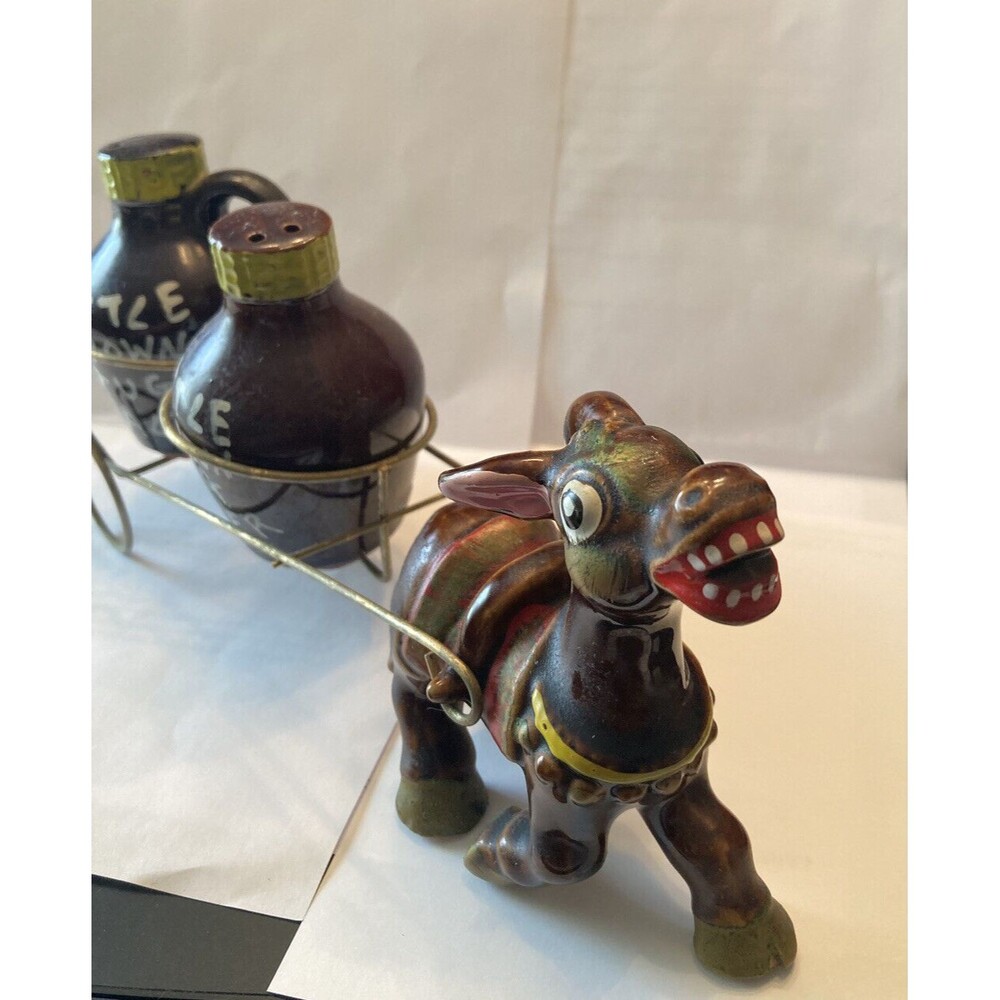 Vintage Laporte Japan Mid Century Salt Pepper In Cart Donkey